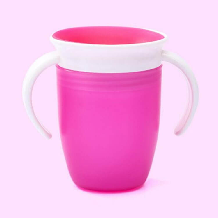 Rotated Magic Cup Baby Learning Drinking pink color cup for kids