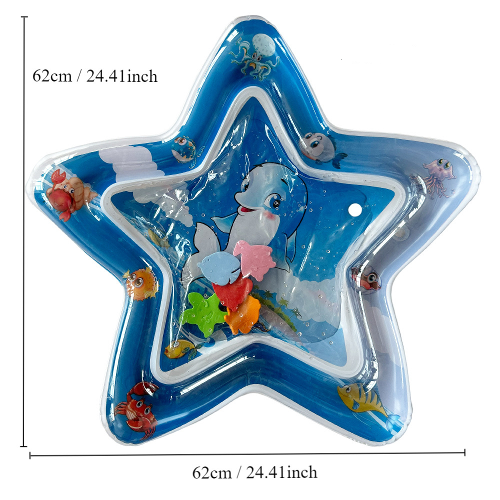 Baby lying on Crawling Water Mat Baby Inflatable Toy during playtime