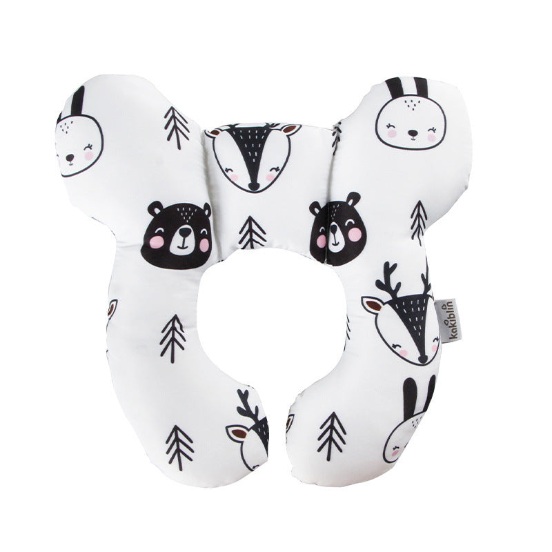 "Infant sleeping on Baby Head Protection U-Shaped Pillow Stroller"