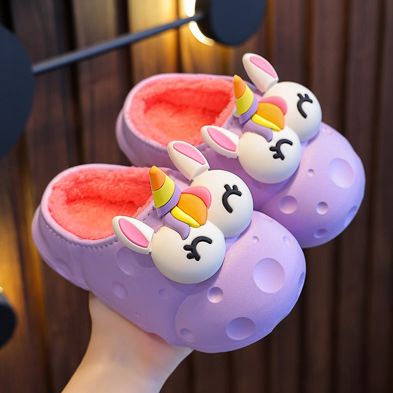 Child walking comfortably in Baby Cotton Slippers