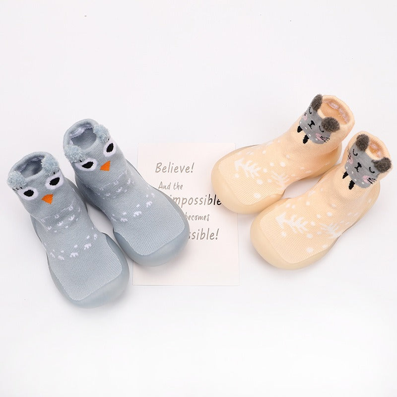 Back view of Baby Cartoon Walking Shoes highlighting flexible sole
