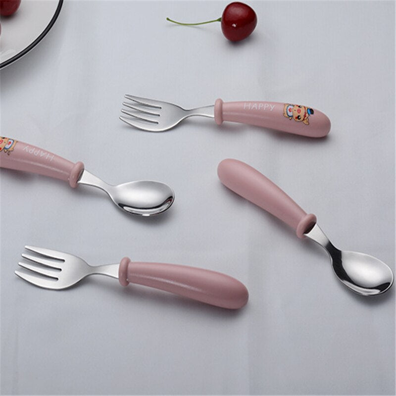 Toddler Tableware Set with colorful plate, bowl, and spoon