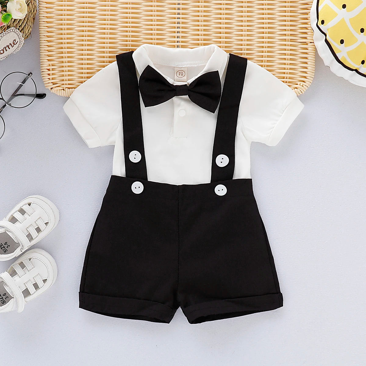 Adorable Mini Gentleman Outfit Newborn Baby 2-piece summer set