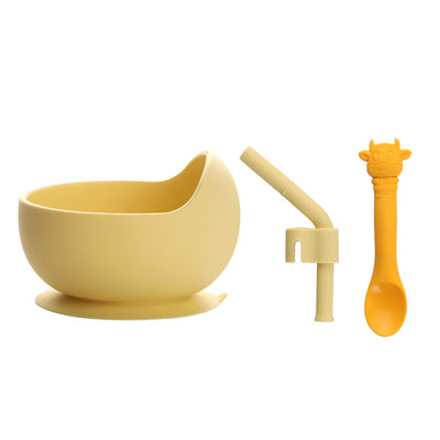 Learning to Eat Bowl Set with silicone bowl, fork, and spoon