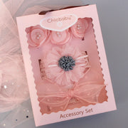 New Baby Hairband Korean Style Bow Flower Children's Hair Accessories Headband Guard Fontanelle Crown Jewelry Set Gift Box
