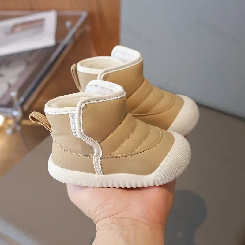 Toddler Wearing Autumn Winter Children Snow Boots Baby Girls Boys Boots Soft Sole Non-slip Outdoor Thick Plush Kids Boots