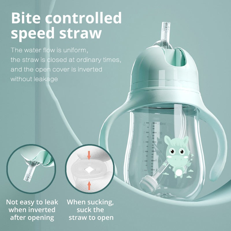 Baby holding Multifunctional Baby Drinking Cup with straw