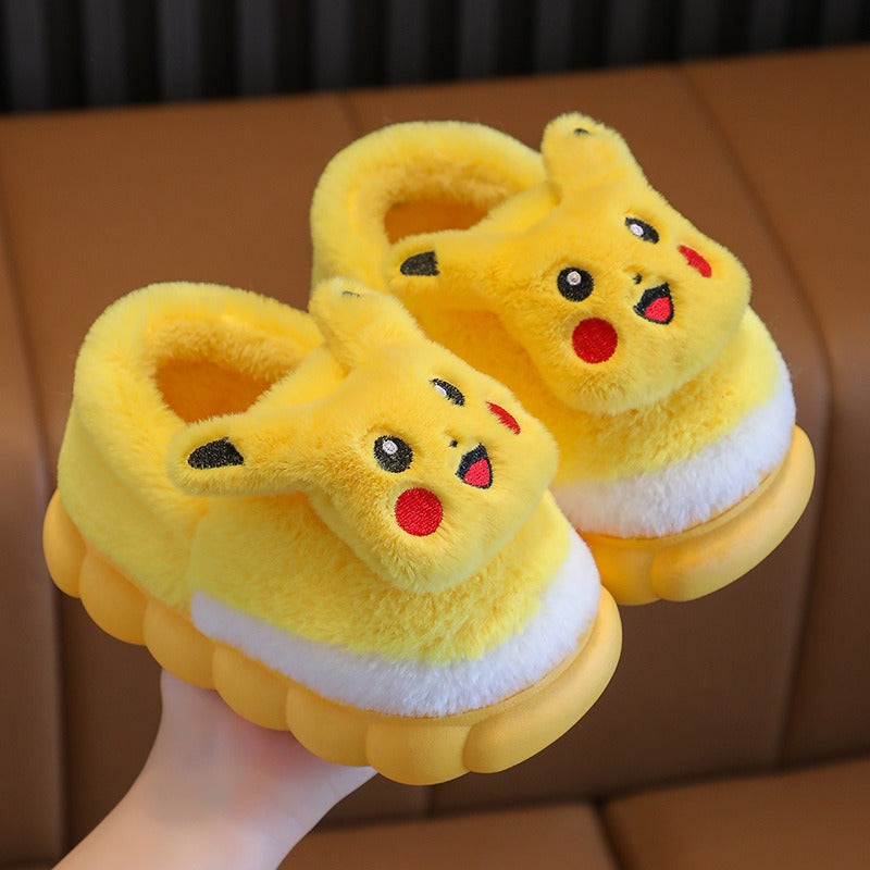 "Winter Children's Cotton Slippers – toddler wearing slippers indoors"