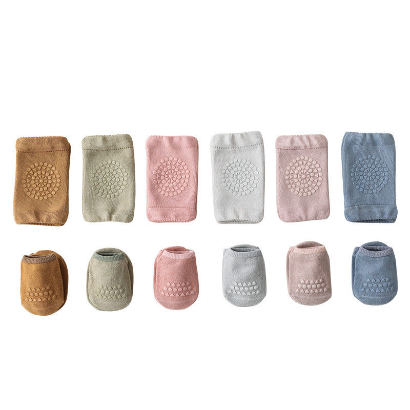 <img src="baby-knee-pad-socks-set-4.jpg" alt="Baby Knee Pad Socks Set with silicone grips" />