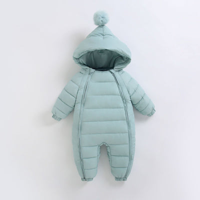 alt="Baby Winter Jumpsuit with hood and soft cotton lining"