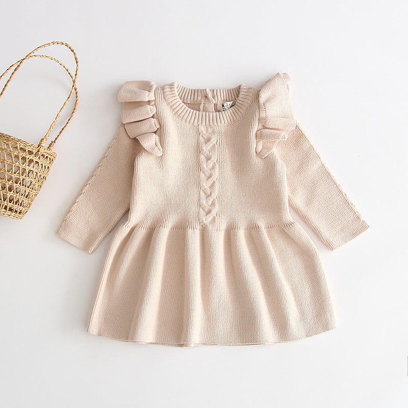 Baby girl knitted dress baby warm dress knitted princess sweater sweater for winter