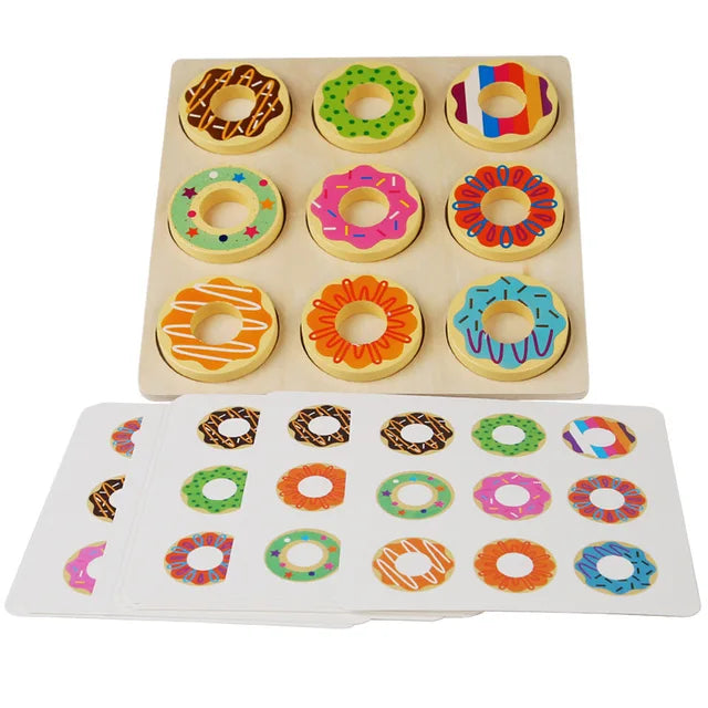 Child arranging Sweet Donut Matching Card pairs