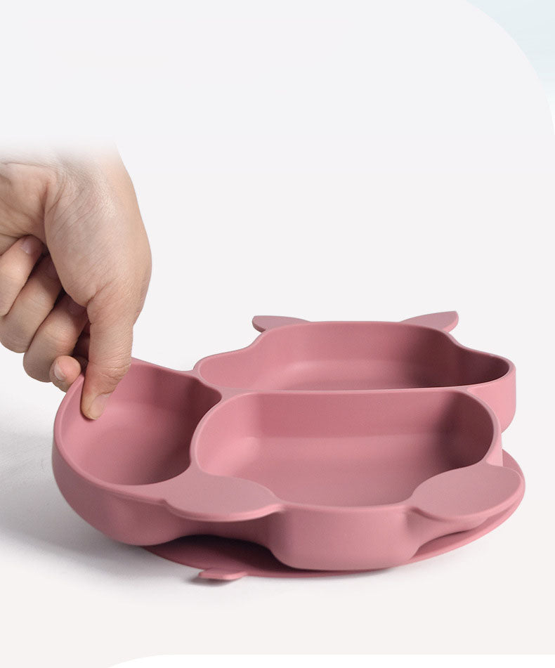 Close-up of Children’s Silicone Dinner Plate showing squirrel compartment