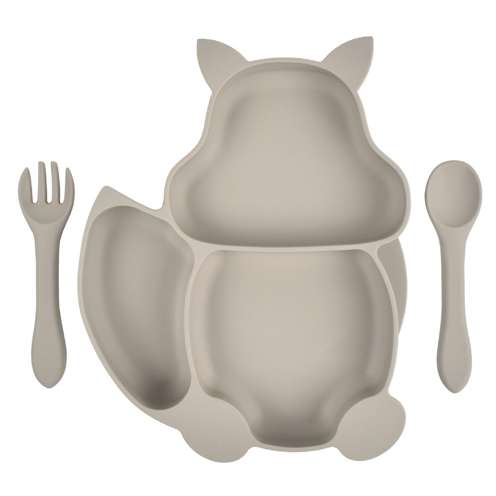 Set of Children’s Silicone Dinner Plate with fork, spoon, and bowls