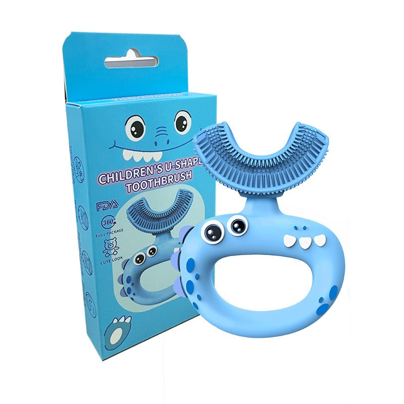 alt="Children's toothbrush Tiktok silicone baby toothbrush in pink and blue colors"