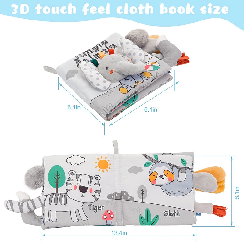 Front view of Soft Baby Books 3D Touch Feel High Contrast Cloth with colorful patterns