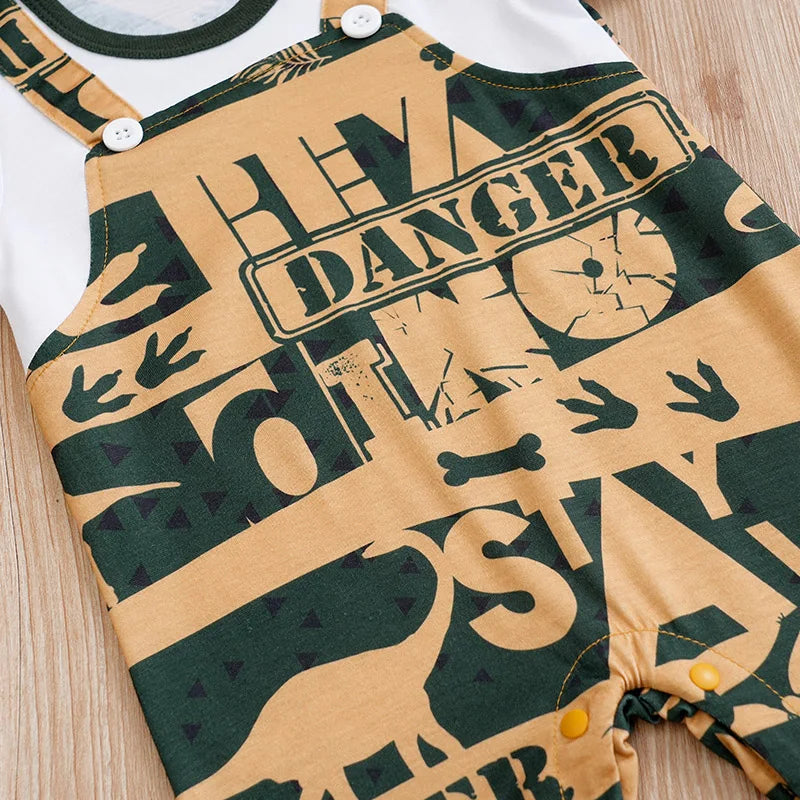 Newborn Baby Clothes Girl Boy dinosaur print short sleeve jumpsuit