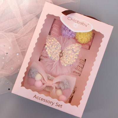 alt="Baby Hairband Gift Set in white and pink color combination"