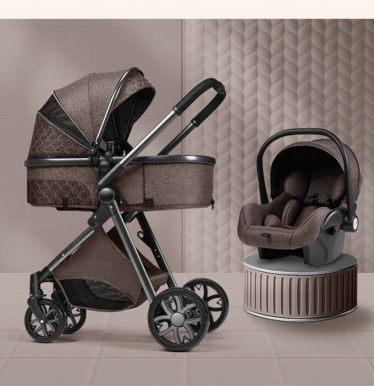 High Landscape Baby Stroller that Can Sit Folded for Easy Storage