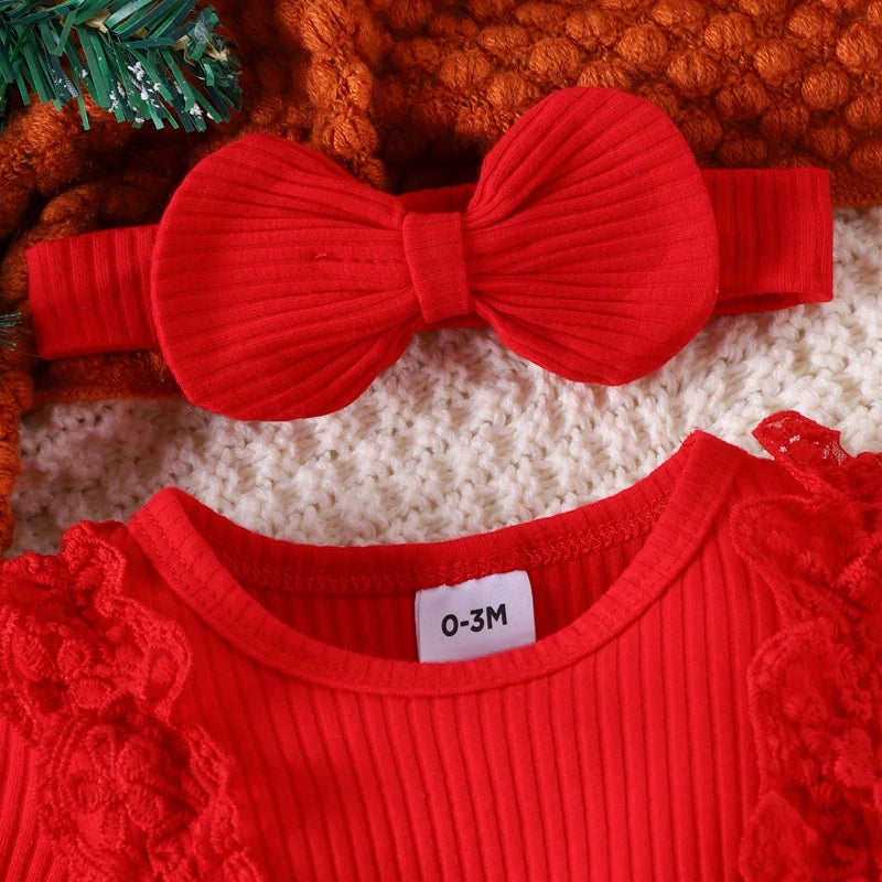 Baby girl Christmas style pit stripe splicing lace plaid triangle bag fart jacket set cozy jacket