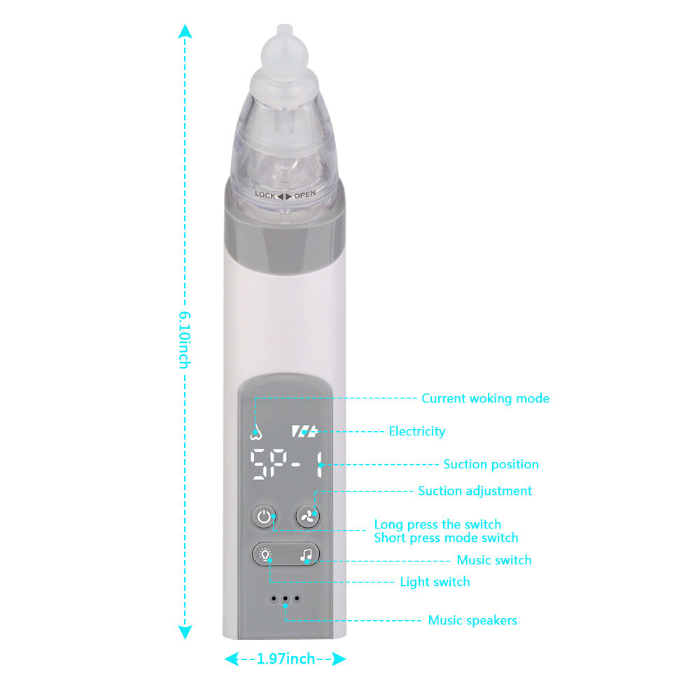 Electric Baby Nasal Suction Device side view with soft silicone tip