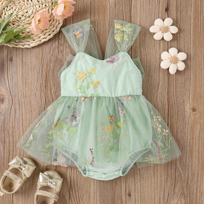 Girls' baby suspenders with embroidered for princess baby rompers