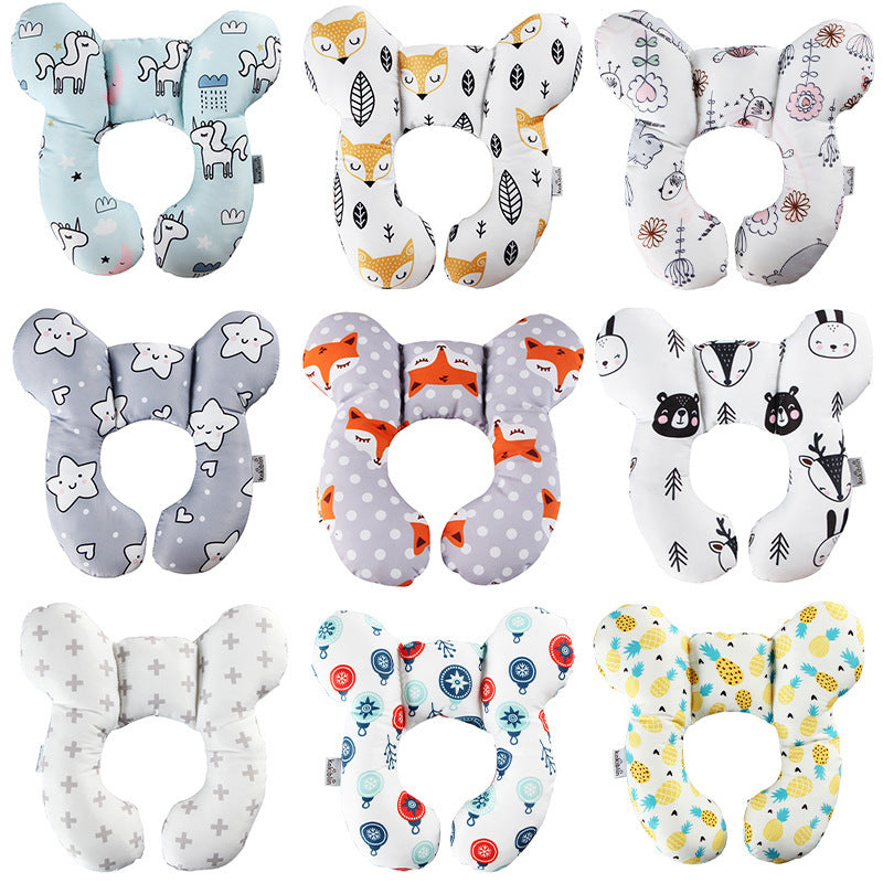 alt="Soft Baby Head Protection U-Shaped Pillow for stroller use"