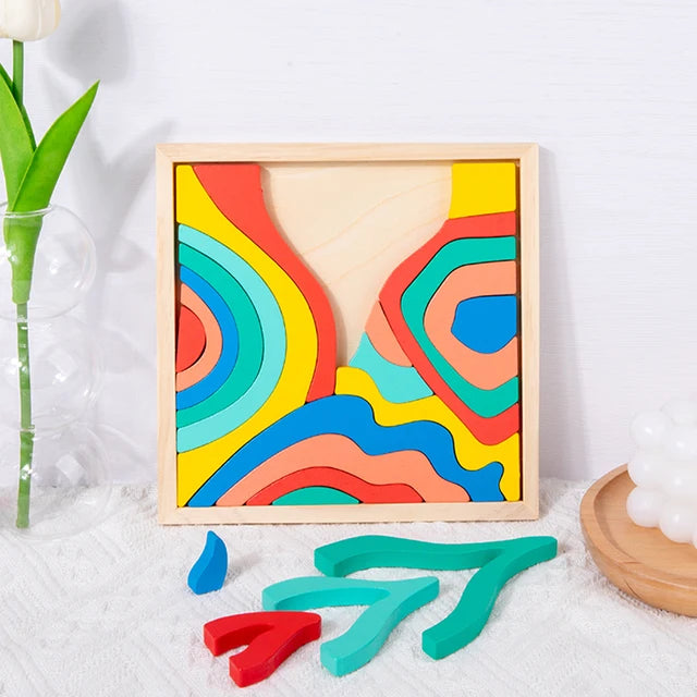 Children's Wooden Four Elements Puzzle Blocks