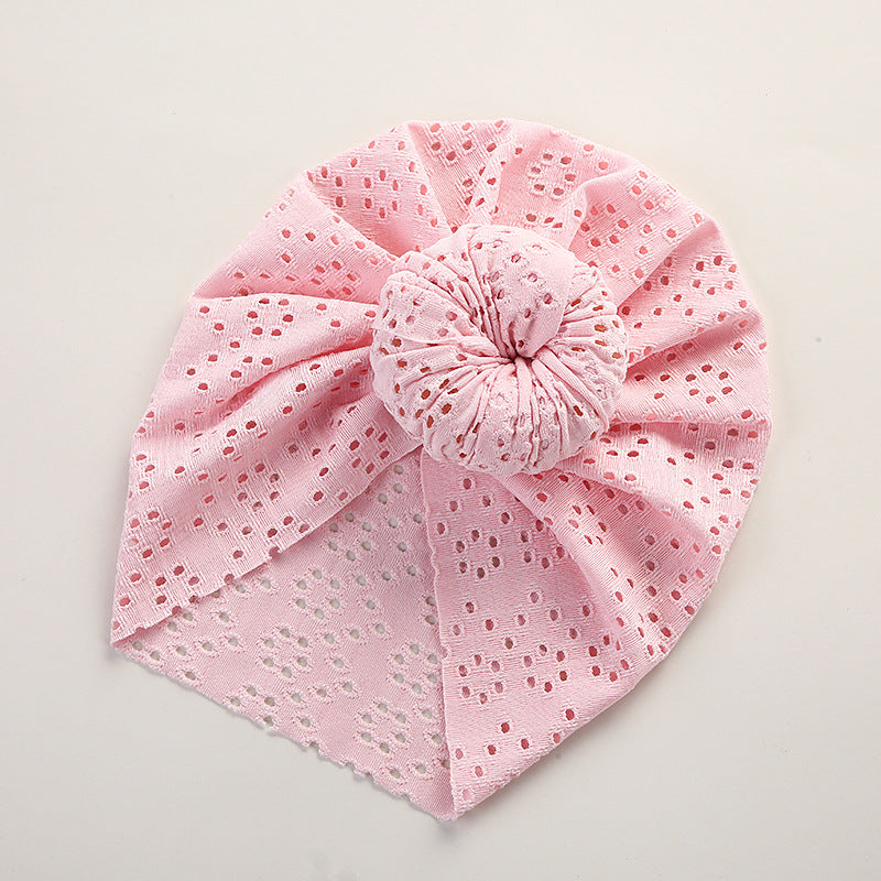 Baby Lace Pullover Cap for Newborns – Soft Cotton Donut Design