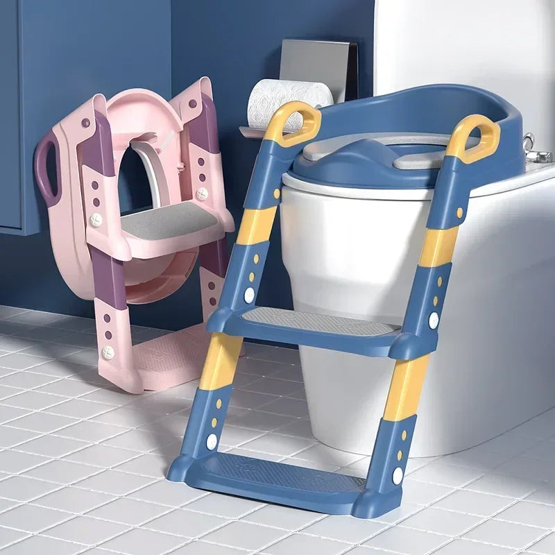 Children’s Folding Step Toilet Stool shown folded for easy storage