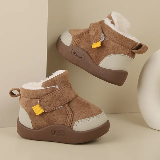 Close-up of Winter Baby Snow Boots stitching and soft fabric