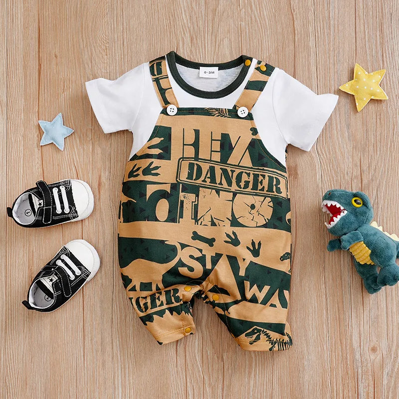 Newborn Baby Clothes Girl Boy dinosaur print front view
