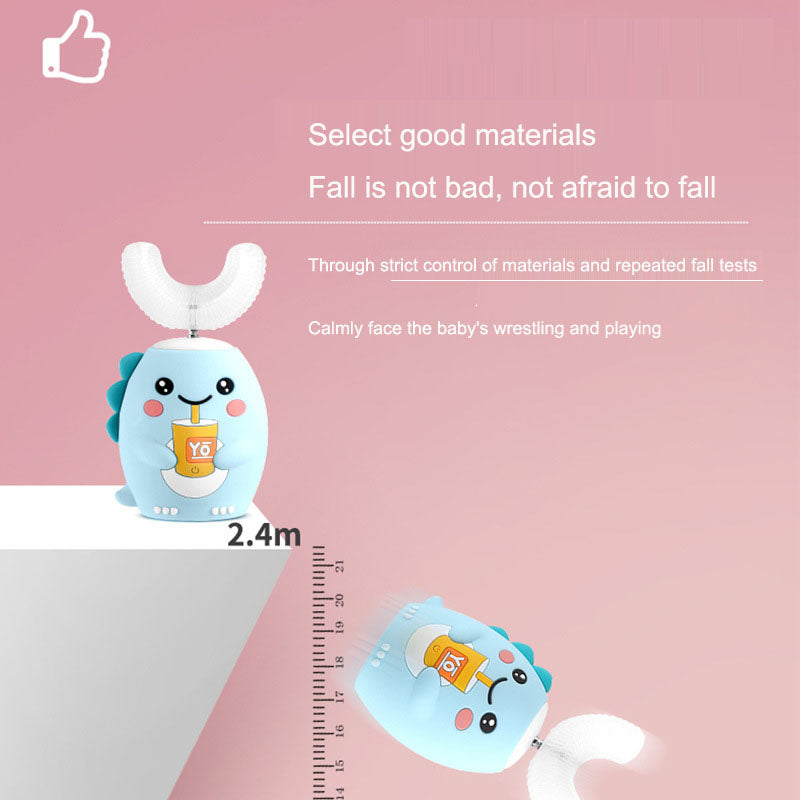Child brushing teeth with U-Shaped Electric Toothbrush for Kids