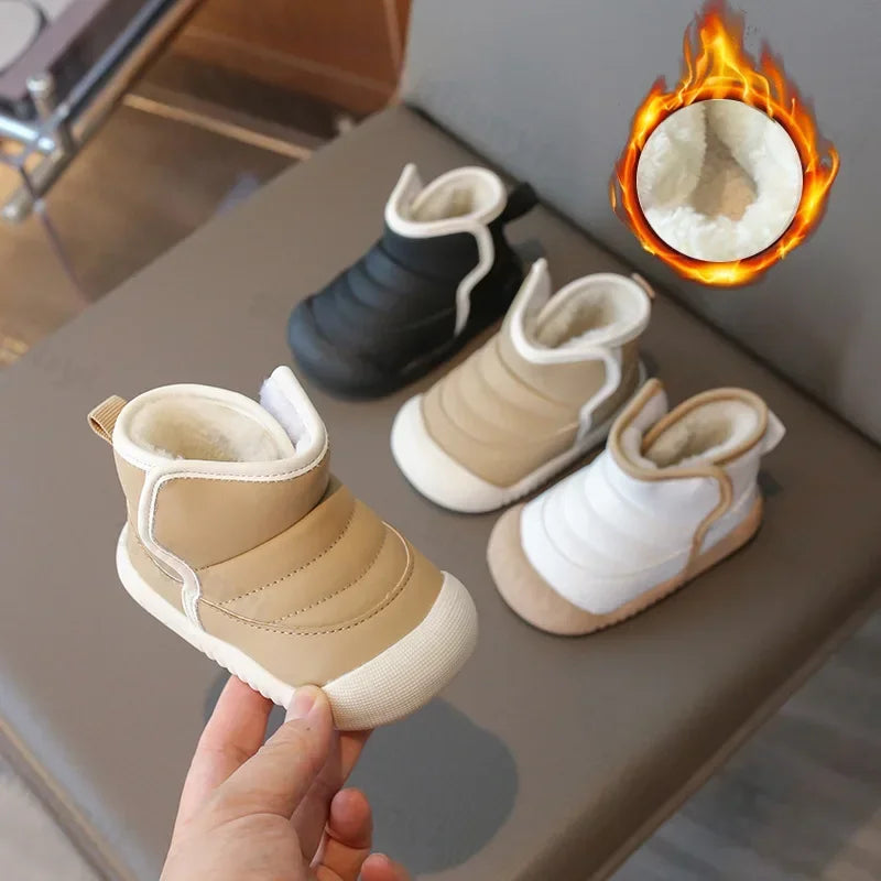 Autumn Winter Children Snow Boots Baby Girls Boys Boots Soft Sole Non-slip Infant Toddler Shoes Outdoor Thick Plush Kids Boots – Pink