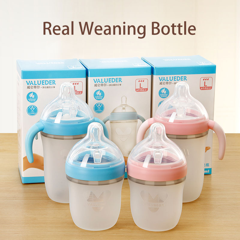 Alt: Wide-neck Baby Silicone Feeding Bottle for smooth feeding