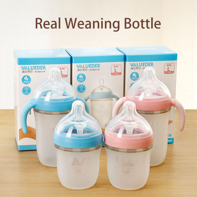 Alt: Wide-neck Baby Silicone Feeding Bottle for smooth feeding