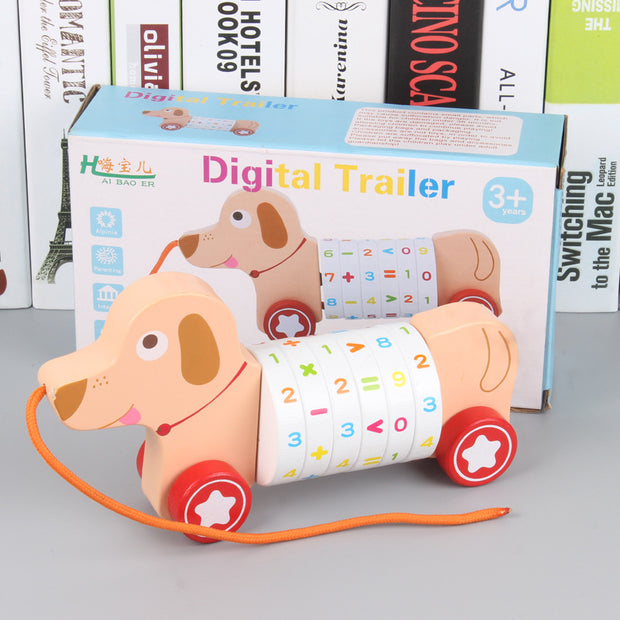 Wooden children's animals small dogs crocodiles yellow ducks digital tractors pull wires baby walkers toys