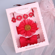 New Baby Hairband Korean Style Bow Flower Children's Hair Accessories Headband Guard Fontanelle Crown Jewelry Set Gift Box