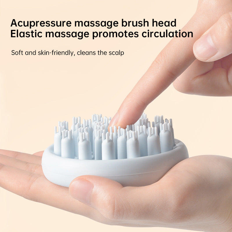 "Parent holding Baby Silicone Shampoo Scalp Massage Body Clean Scrub Feel Bath Brush in hand"