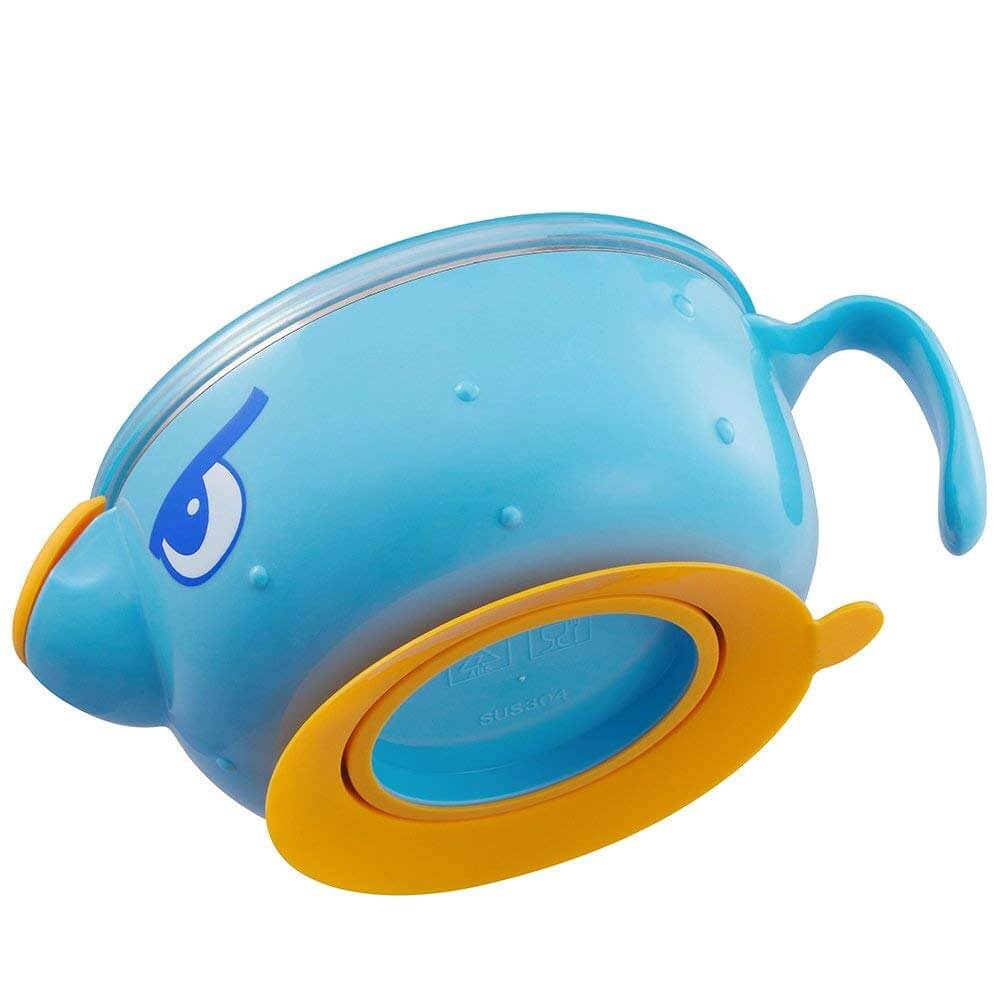non-spill baby feeding bowl showing 360° rotation base