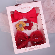 New Baby Hairband Korean Style Bow Flower Children's Hair Accessories Headband Guard Fontanelle Crown Jewelry Set Gift Box