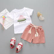 Girls Summer Short Sleeve Suit New Korean Version Girls T-Shirt Shorts Baby Two-Piece