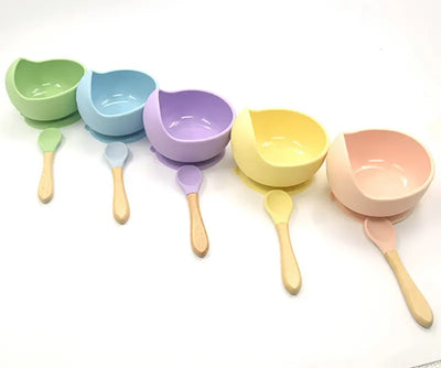 Baby Silicone Tableware set with suction bowl, water bowl, and spoon